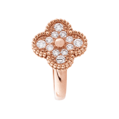 Van Cleef & Arpels Vintage Alhambra Ring 18K Rose Gold Diamond VCARP2R400