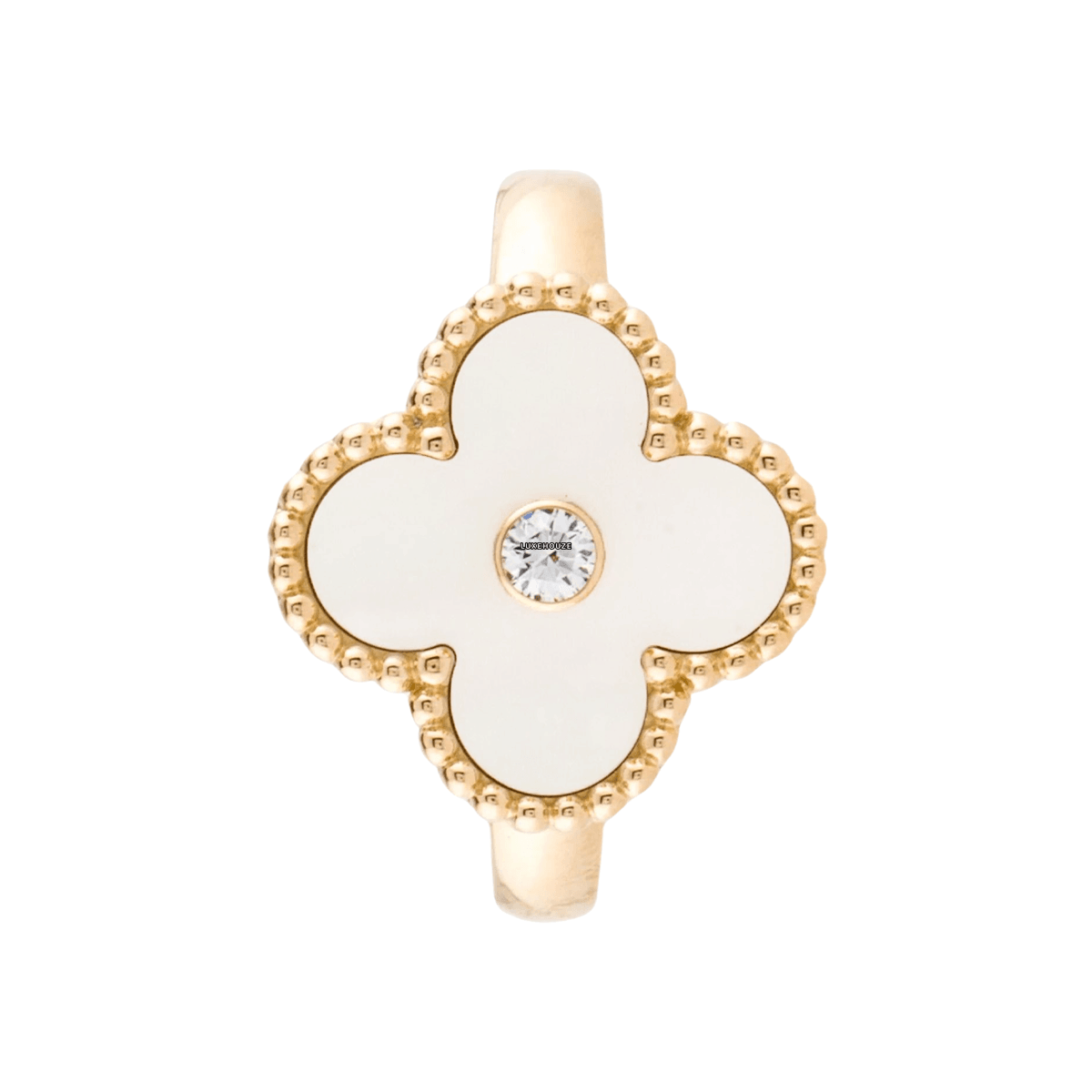 Van Cleef & Arpels Vintage Alhambra Ring 18K Yellow Gold Diamond Mother-of-pearl VCARA41100