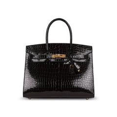 Hermes Birkin 30 Black Shiny Porosus Crocodille Sellier GHW U