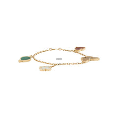 Van Cleef & Arpels Lucky Alhambra Bracelet 4 motifs 18K Yellow Gold Carnelian Malachite Mother-of-pearl Tiger Eye VCARD79600