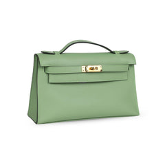 Hermes Kelly Pochette Vert Criquet Swift GHW B