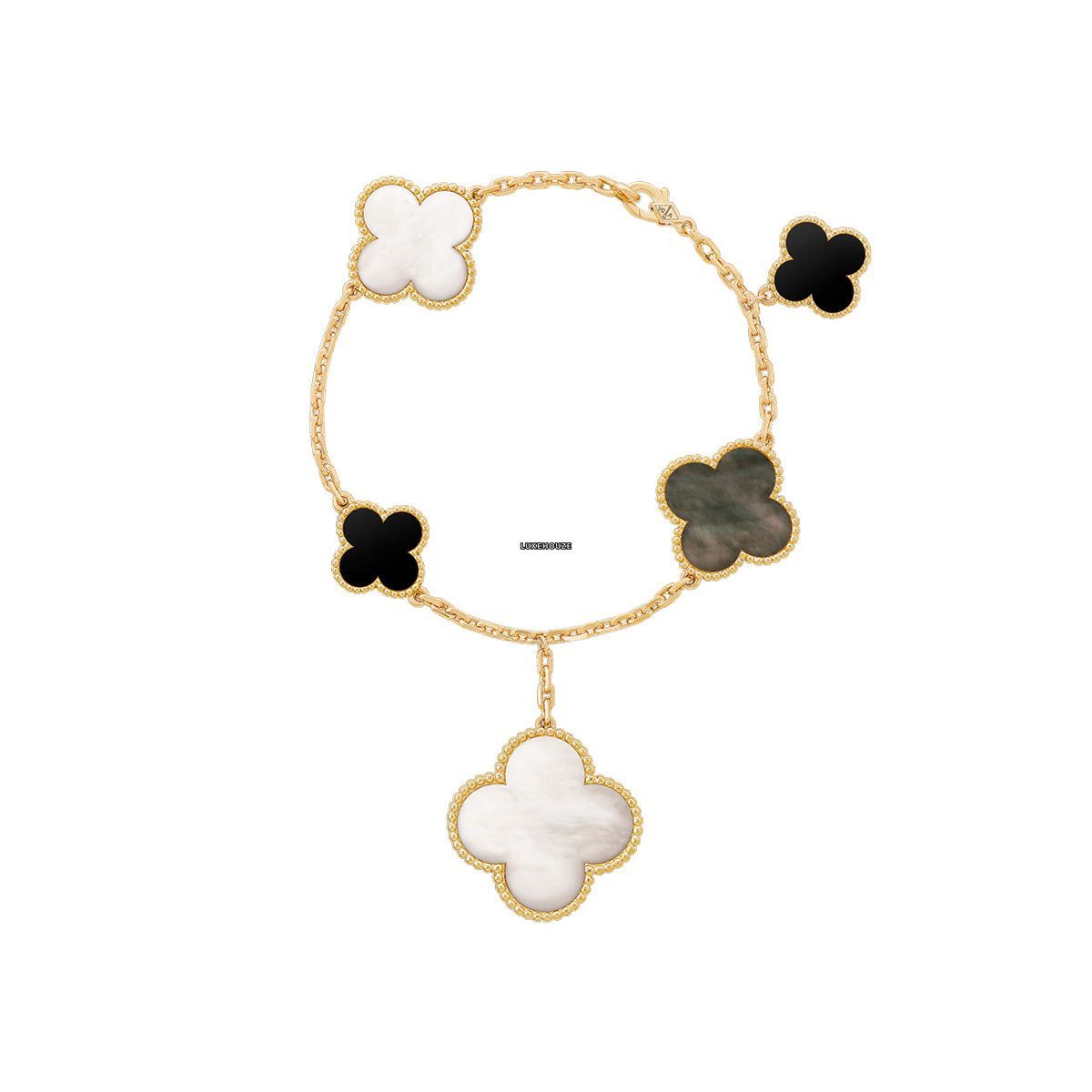 Van Cleef & Arpels Magic Alhambra Bracelet 5 motifs 18K Yellow Gold Mother-of-pearl Onyx VCARD78700