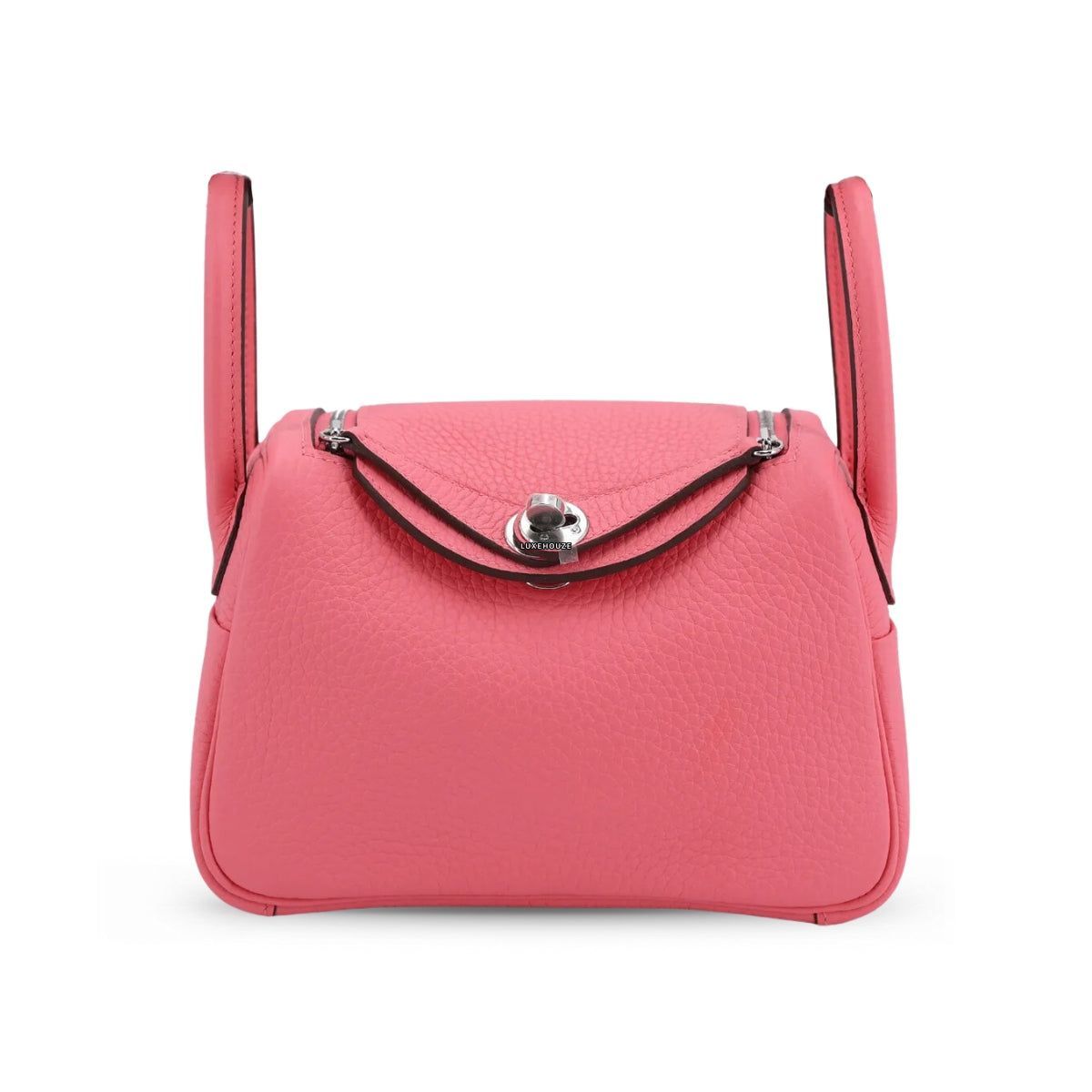 Hermes Mini Lindy Rose Azalee Tourilion Clemence PHW W