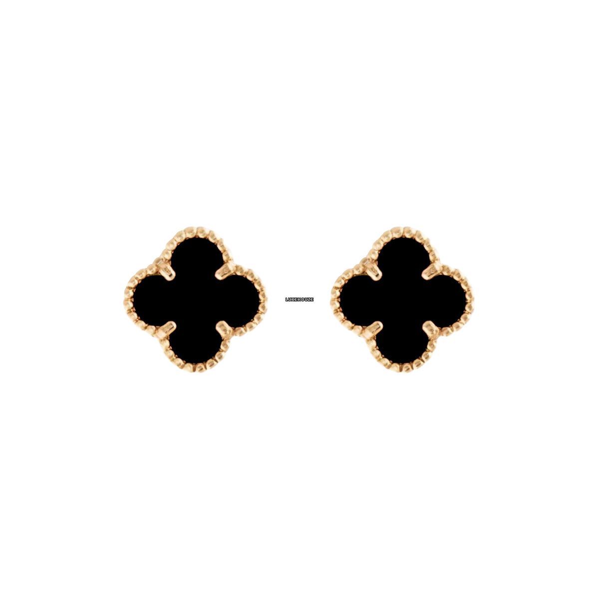 Van Cleef & Arpels Sweet Alhambra Earstuds 18K Yellow Gold Onyx VCARA44900