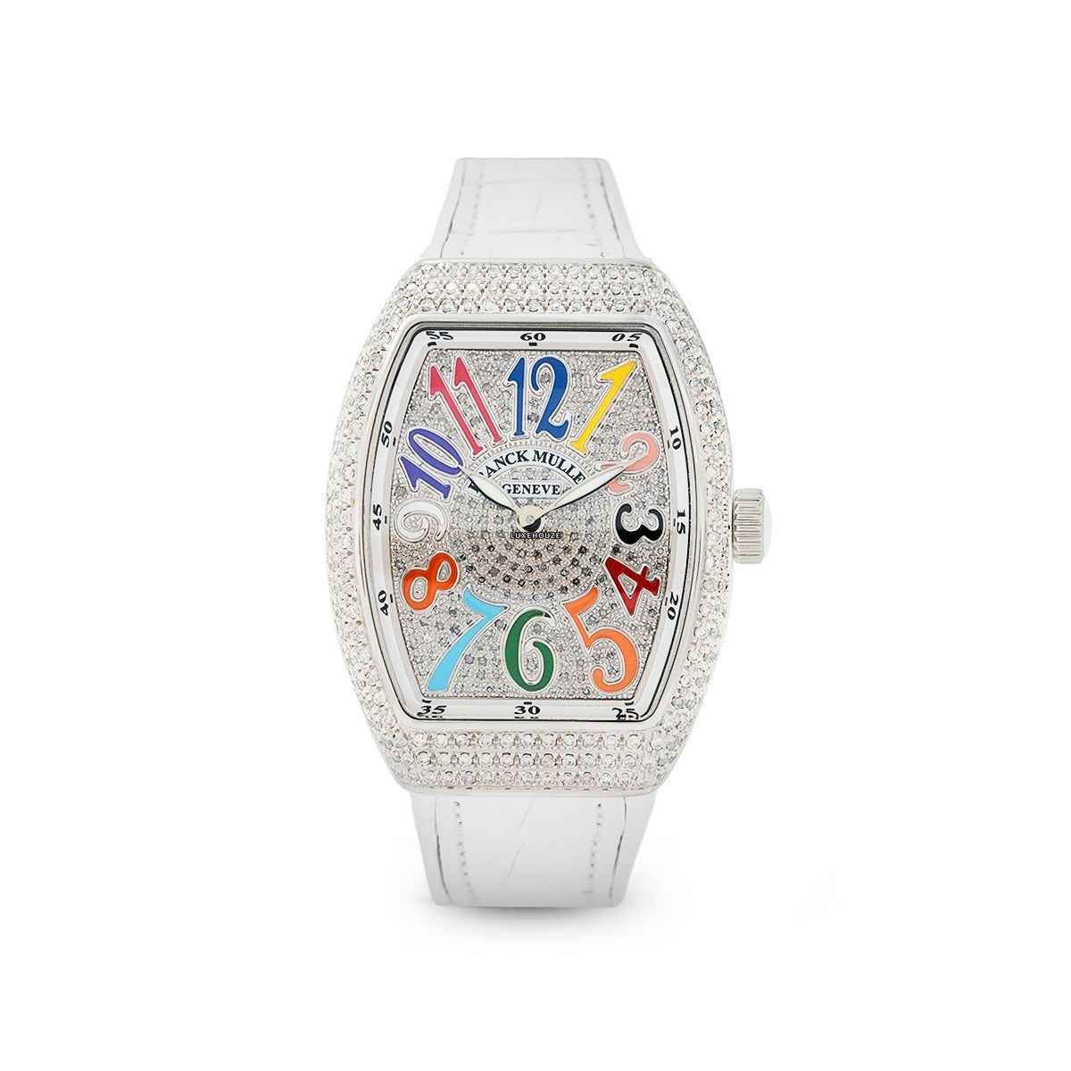 Franck Muller Vanguard V 32 QZ AC.BLC (BLC.COL DRM AC) (White Dial, Color of Dreams, Full Aftersetting)