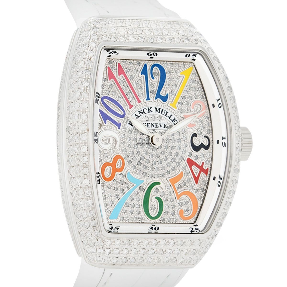 Franck Muller Vanguard V 32 QZ AC.BLC (BLC.COL DRM AC) (White Dial, Color of Dreams, Full Aftersetting)