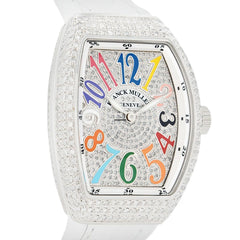 Franck Muller Vanguard V 32 QZ AC.BLC (BLC.COL DRM AC) (White Dial, Color of Dreams, Full Aftersetting)