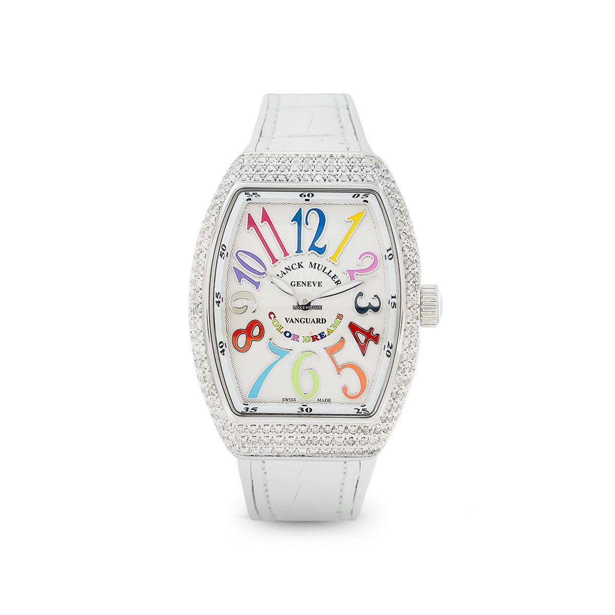 Franck Muller Vanguard V 32 QZ AC.BLC (BLC.COL DRM AC) (White Dial, Color of Dreams, Medium Aftersetting)