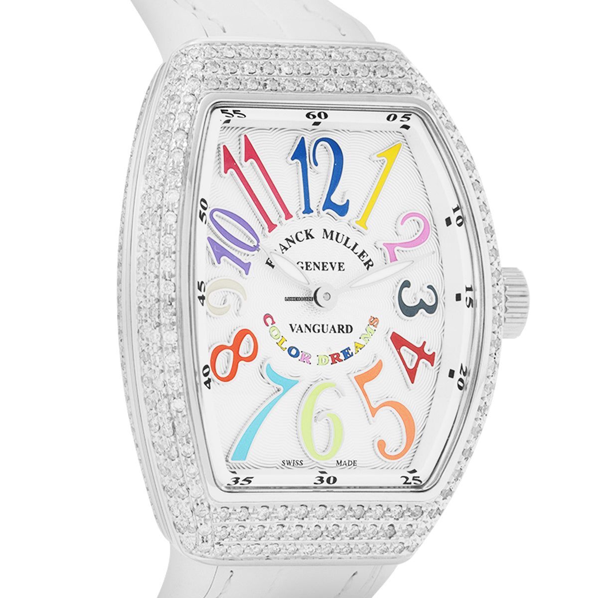 Franck Muller Vanguard V 32 QZ AC.BLC (BLC.COL DRM AC) (White Dial, Color of Dreams, Medium Aftersetting)