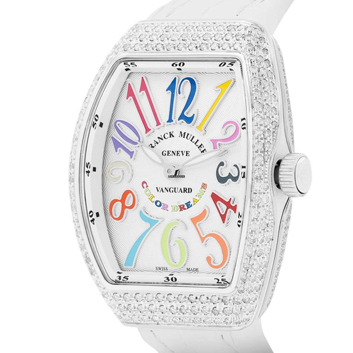 Franck Muller Vanguard V 32 QZ AC.BLC (BLC.COL DRM AC) (White Dial, Color of Dreams, Medium Aftersetting)