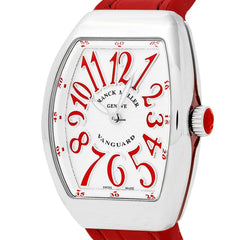 Franck Muller Vanguard V 32 QZ AC.RG (BLC.BLC RG) (White Dial, Red Numbers)