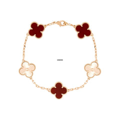 Van Cleef & Arpels Vintage Alhambra Bracelet 5 motifs 18K Rose Gold Carnelian VCARP7RP00