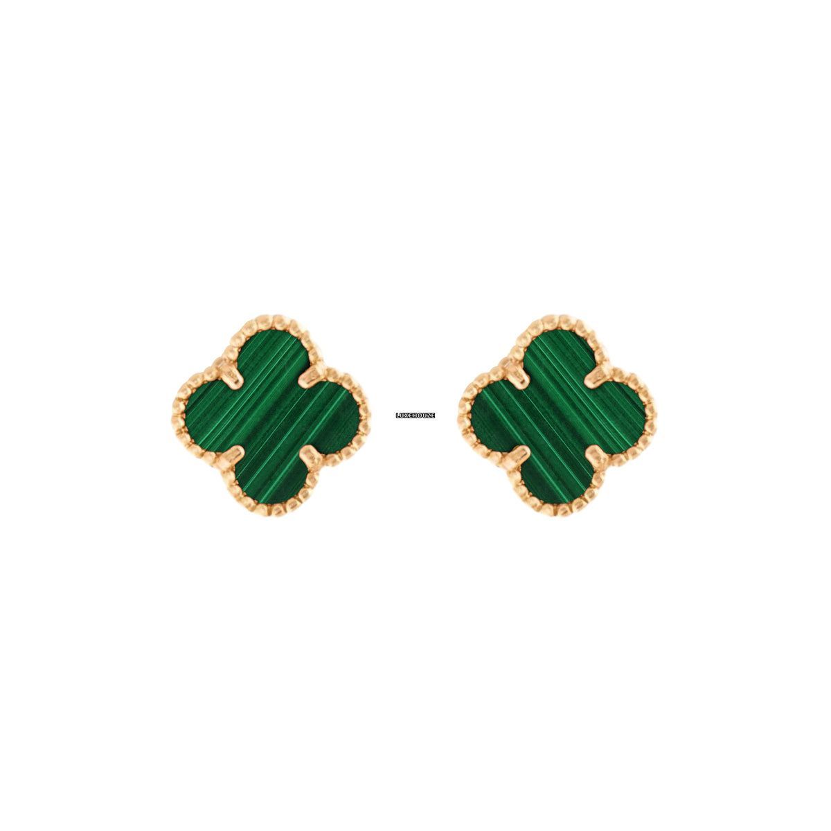 Van Cleef & Arpels Vintage Alhambra Earrings 18K Yellow Gold Malachite VCARO3QL00