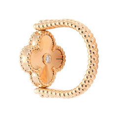 Van Cleef & Arpels Vintage Alhambra Reversible Ring 18K Rose Gold Carnelian Diamond VCARP7U500