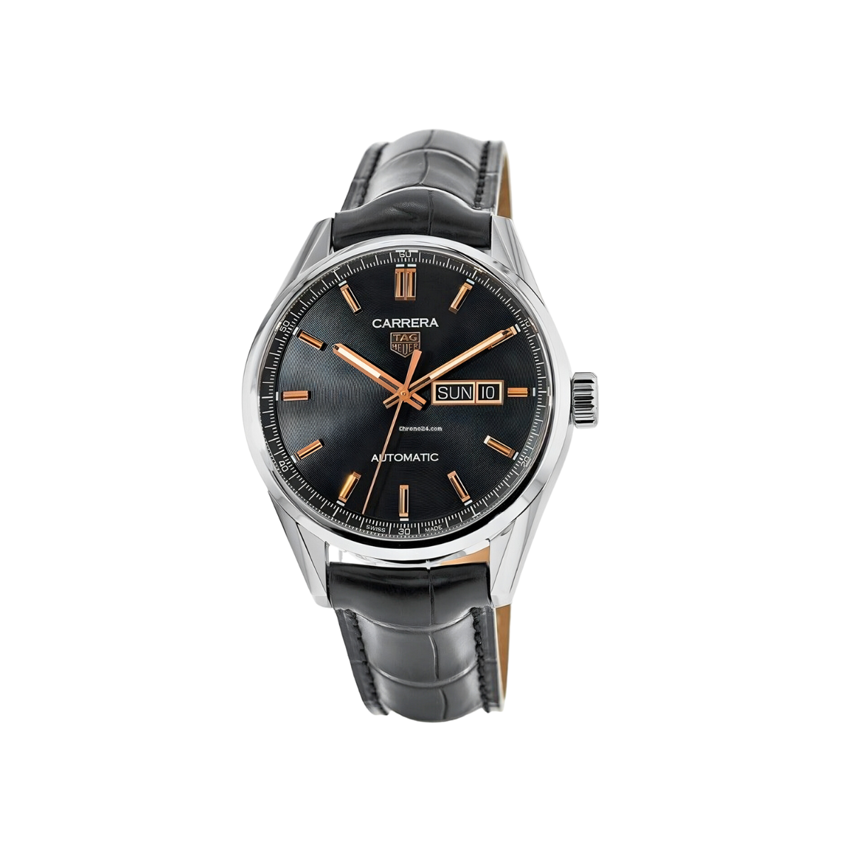 Tag Heuer Carrera Day-Date WBN2013.FC6503 Black Dial Leather